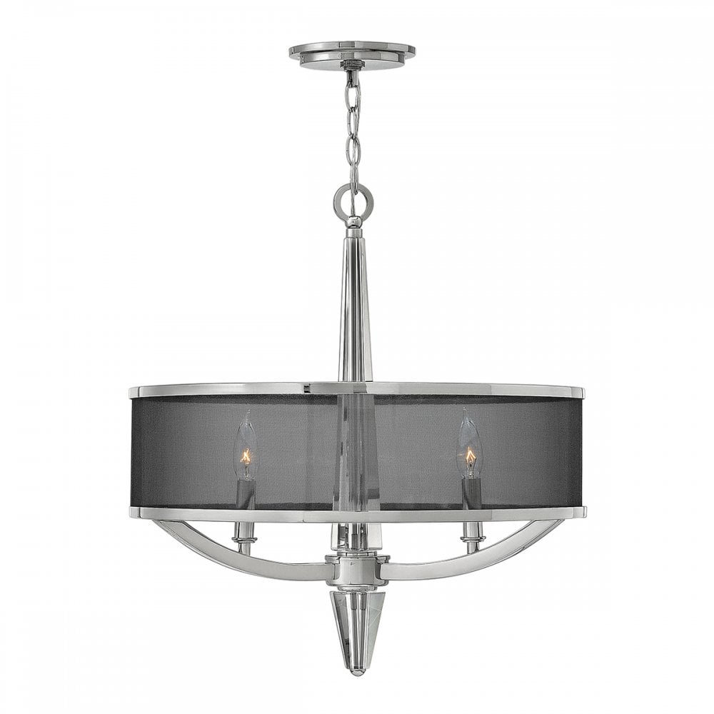 Ascher 3 Light Ceiling Pendant Light In Polished Nickel Finish With Mesh Shade QN-ASCHER-3P
