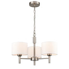 Franklite Barolo 3 Light  Ceiling Light In Satin Nickel With Off White Shades FL2494-3