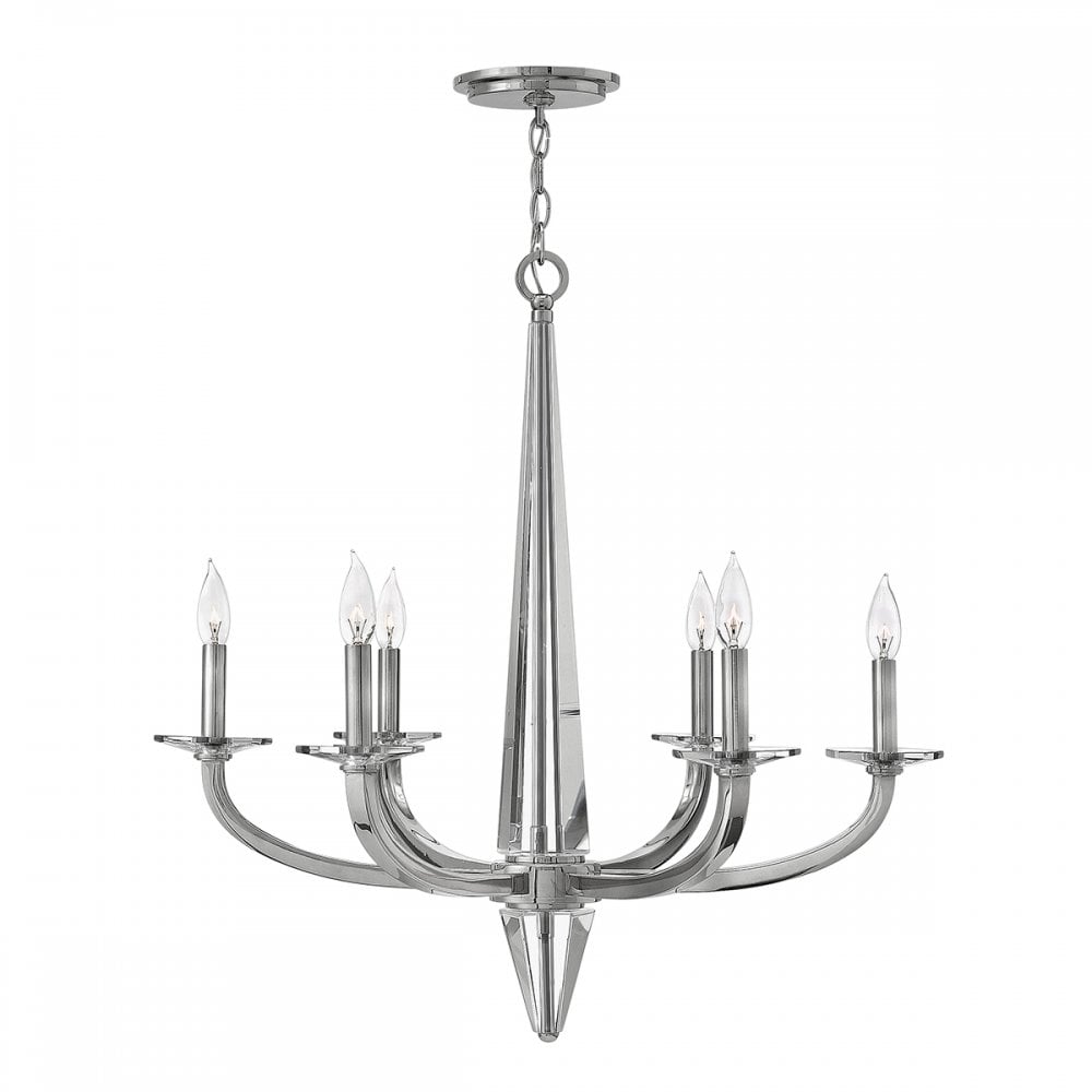 Ascher 6 Light Ceiling Chandelier Light In Polished Nickel Finish QN-ASCHER6