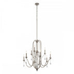 Karlee 9 Light Ceiling Chandelier In Classic Pewter With Crystal Droplets QN-KARLEE9