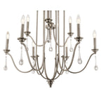 Karlee 9 Light Ceiling Chandelier In Classic Pewter With Crystal Droplets QN-KARLEE9