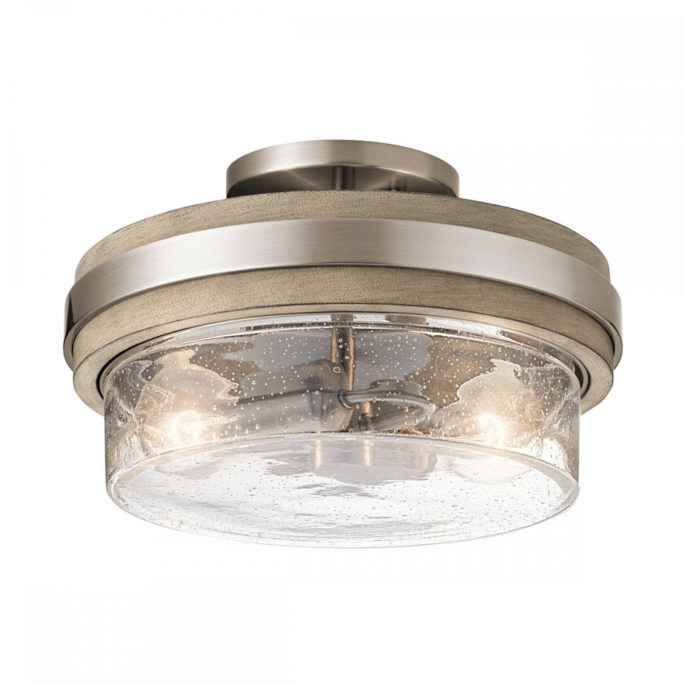 Grand Bank 2 Light Semi Flush Ceiling Light In Distressed Antique Grey KL-GRAND-BANK-SF