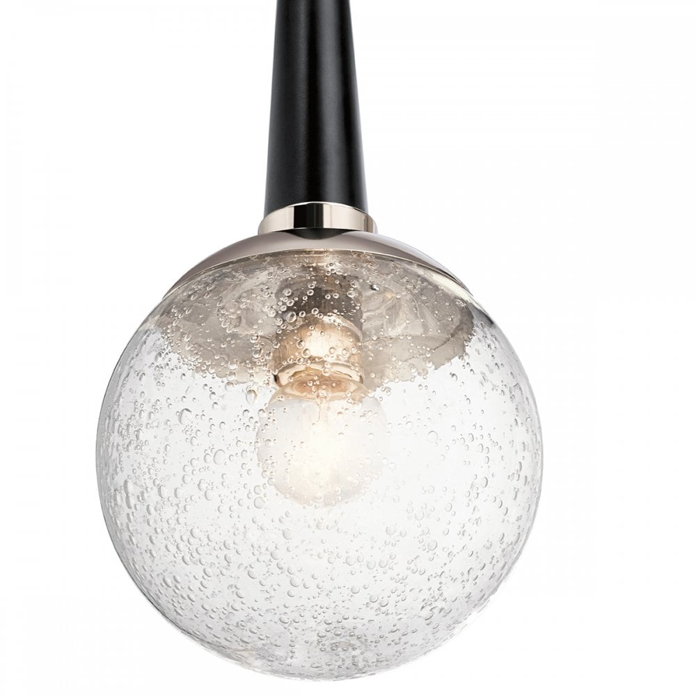 Harper Modern Ceiling Pendant In Nickel With Clear Glass Globe QN-MARILYN-MP
