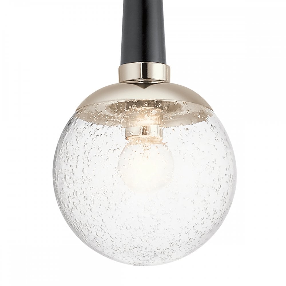 Harper Modern Ceiling Pendant In Nickel With Clear Glass Globe QN-MARILYN-MP