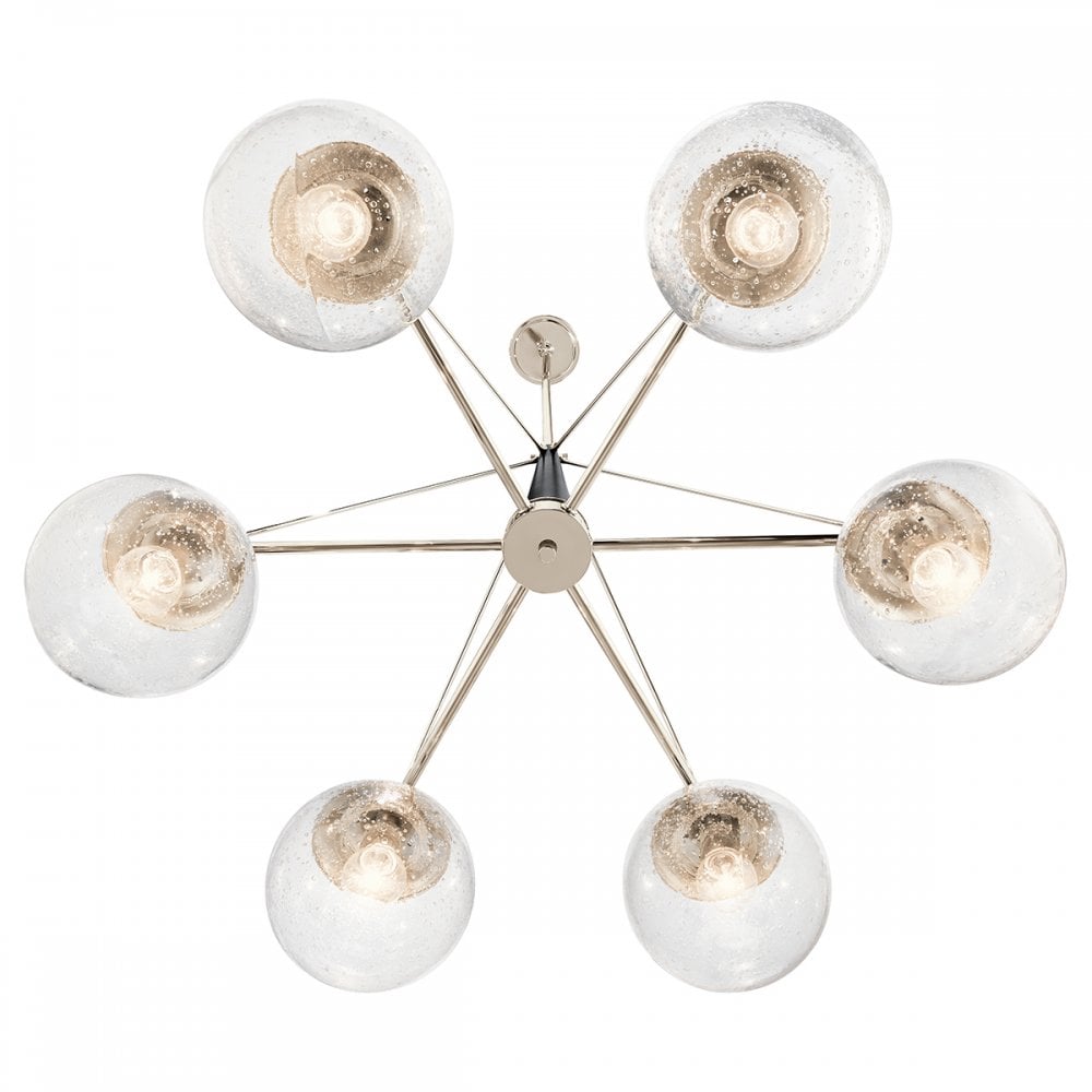 Harper 6 Light Ceiling Chandelier In Nickel With Clear Glass Globes QN-MARILYN6