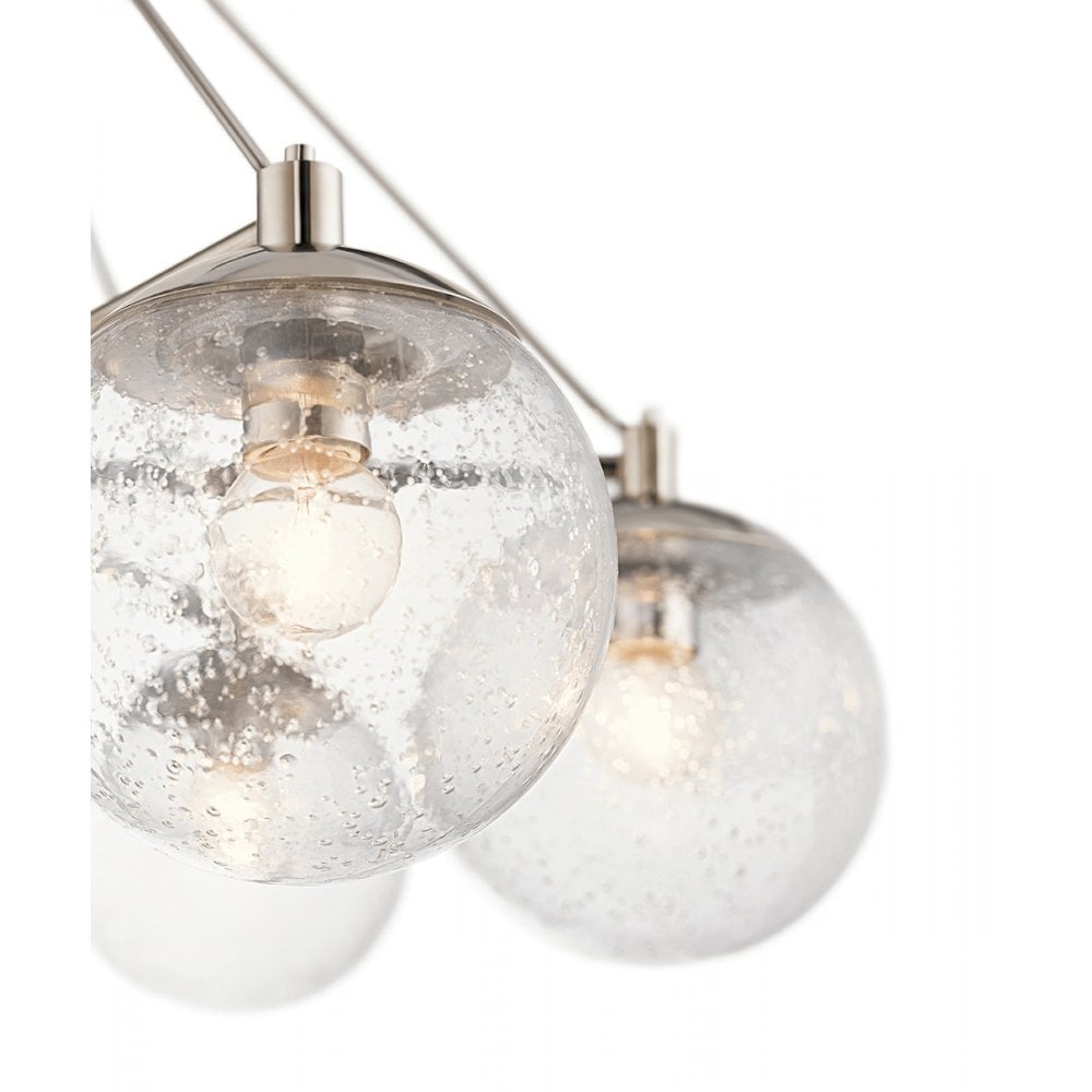 Harper 6 Light Ceiling Chandelier In Nickel With Clear Glass Globes QN-MARILYN6