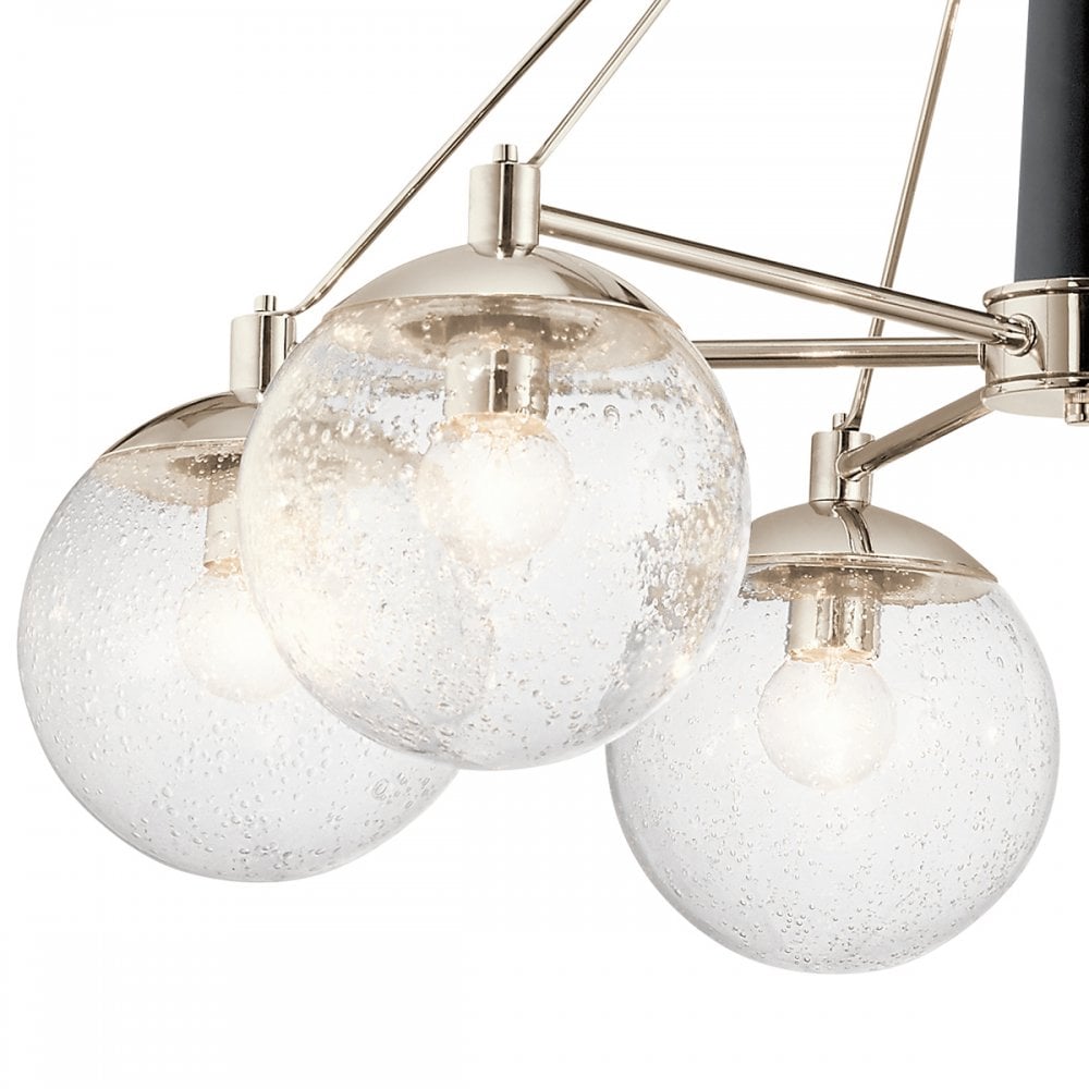 Harper 6 Light Ceiling Chandelier In Nickel With Clear Glass Globes QN-MARILYN6