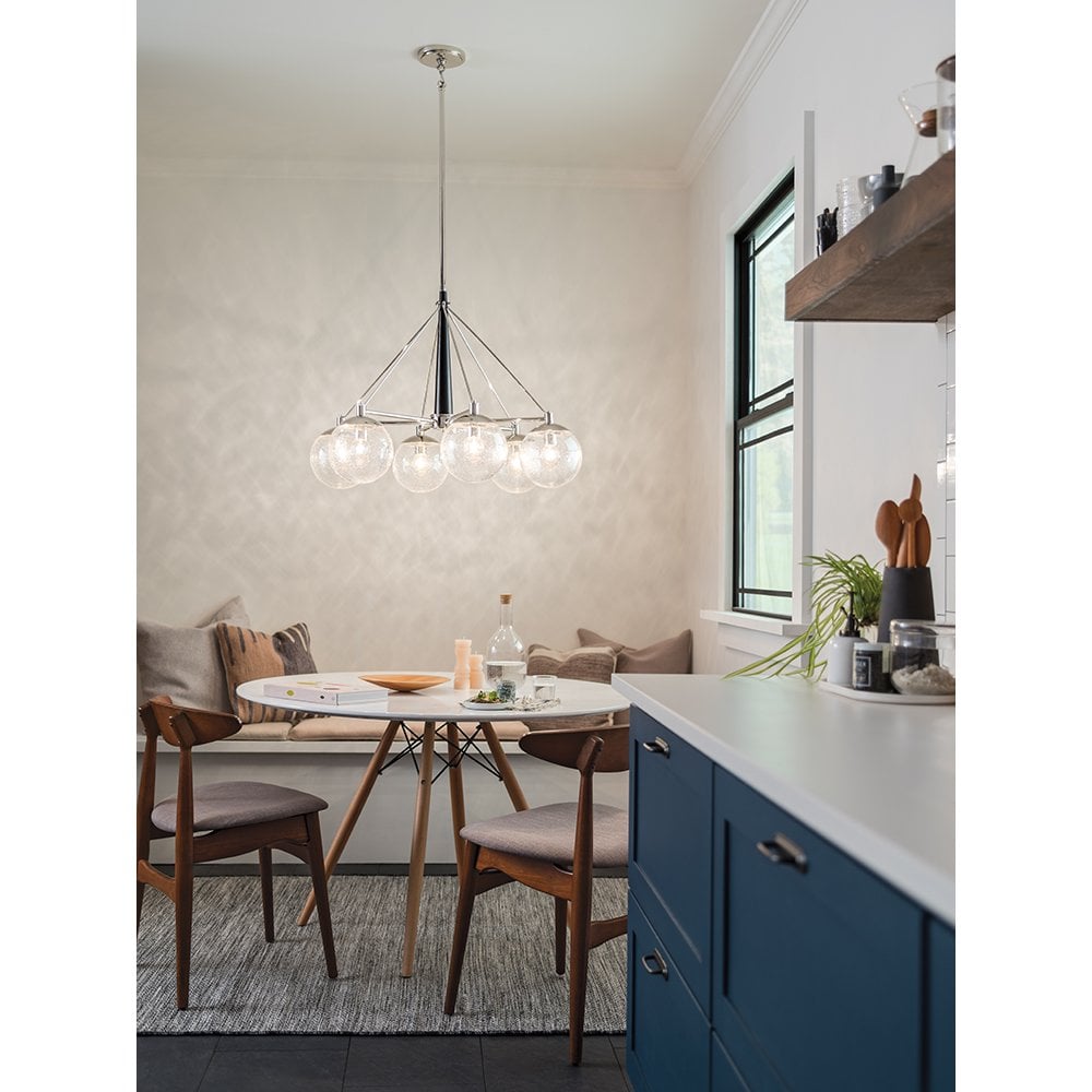 Harper 6 Light Ceiling Chandelier In Nickel With Clear Glass Globes QN-MARILYN6