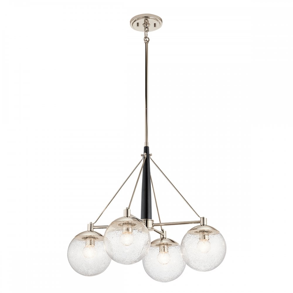 Harper 4 Light Ceiling Chandelier In Nickel With Clear Glass Globes QN-MARILYN4