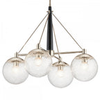 Harper 4 Light Ceiling Chandelier In Nickel With Clear Glass Globes QN-MARILYN4
