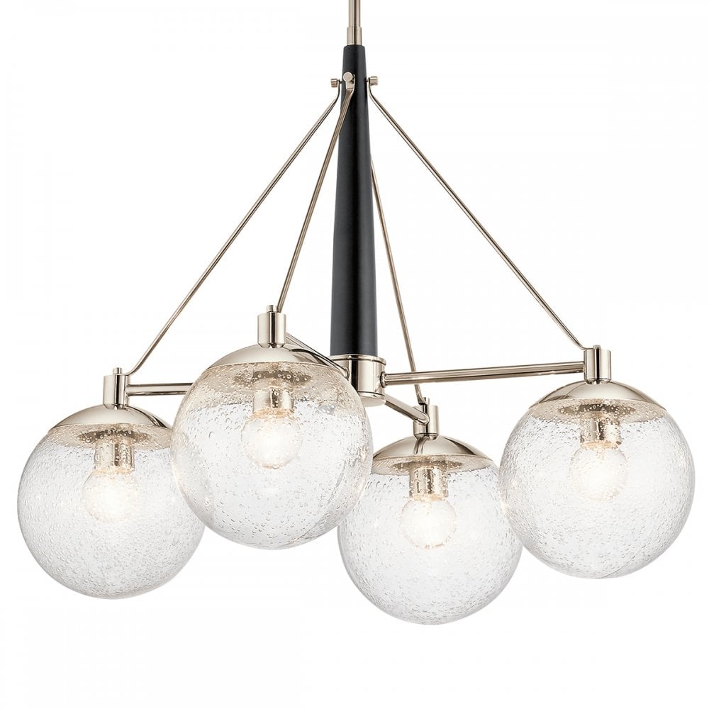Harper 4 Light Ceiling Chandelier In Nickel With Clear Glass Globes QN-MARILYN4