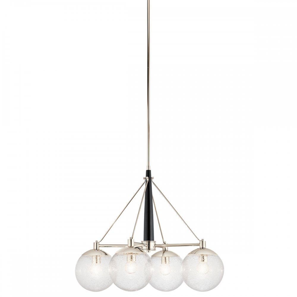 Harper 4 Light Ceiling Chandelier In Nickel With Clear Glass Globes QN-MARILYN4