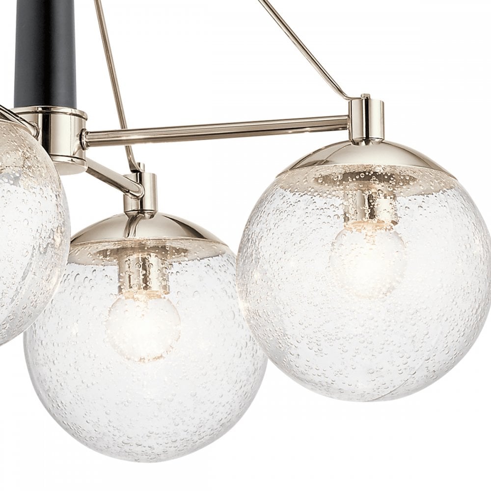 Harper 4 Light Ceiling Chandelier In Nickel With Clear Glass Globes QN-MARILYN4
