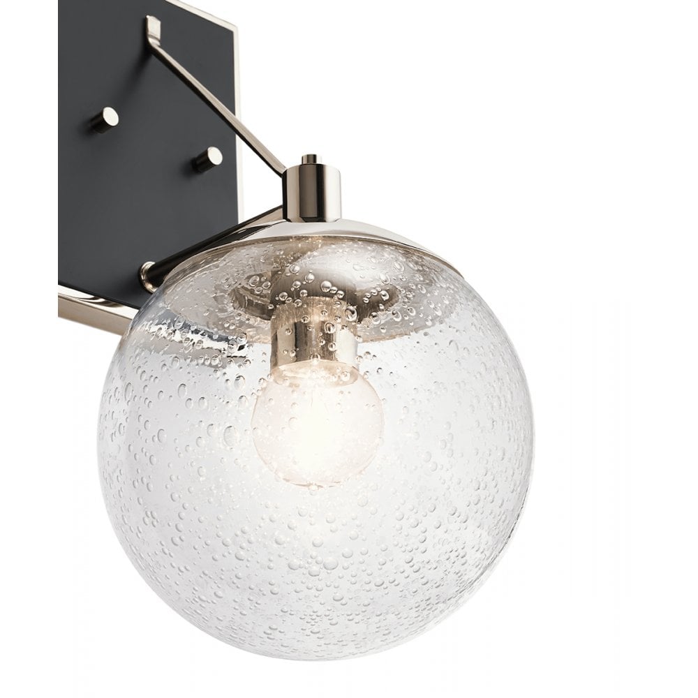 Harper Modern Wall Light In Nickel With Clear Glass Globes QN-MARILYN1