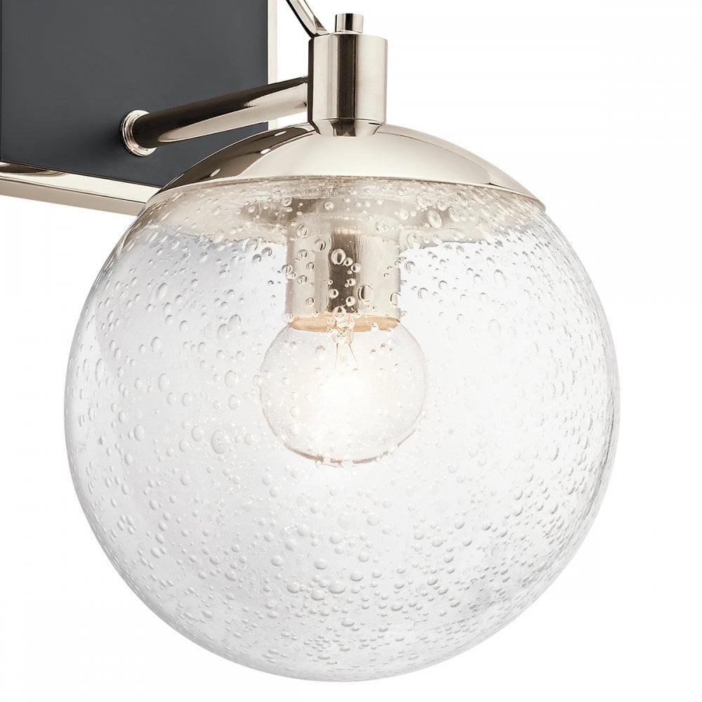 Harper Modern Wall Light In Nickel With Clear Glass Globes QN-MARILYN1