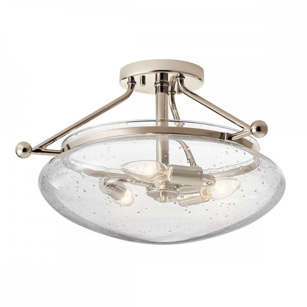 Belle Classic 3 Light Semi Flush Ceiling Light In Polished Nickel Finish QN-BELLE-SF-PN