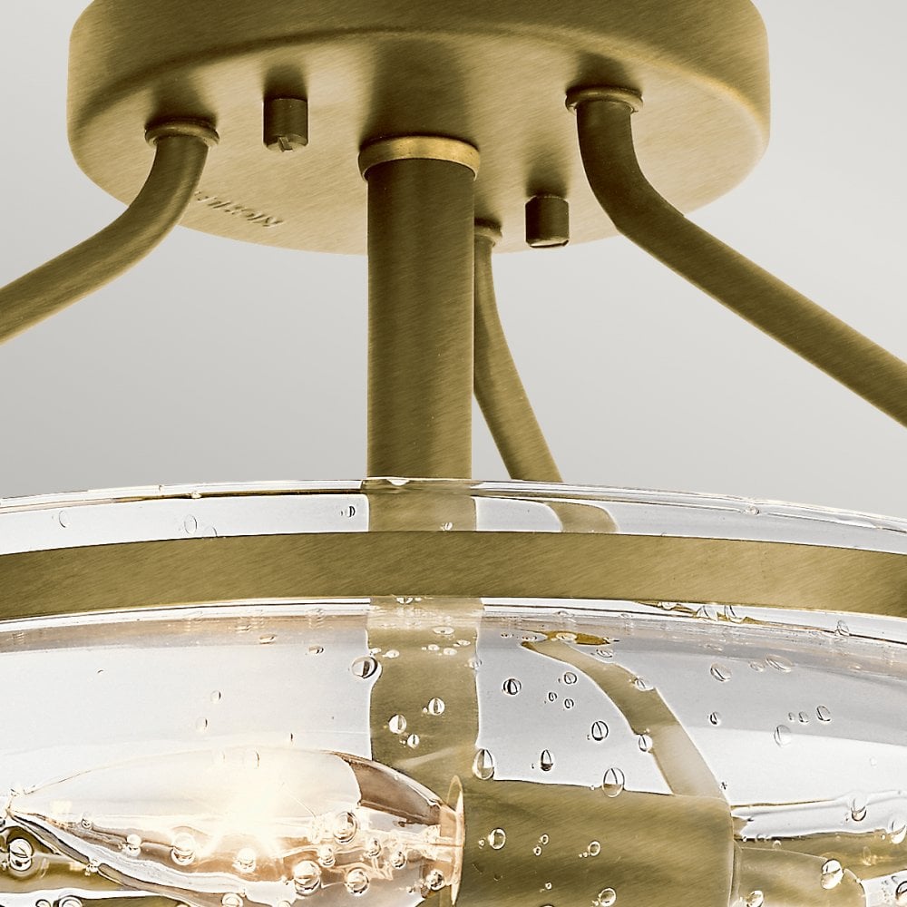 Belle Classic 3 Light Semi Flush Ceiling Light In Brushed Natural Brass QN-BELLE-SF-BNB
