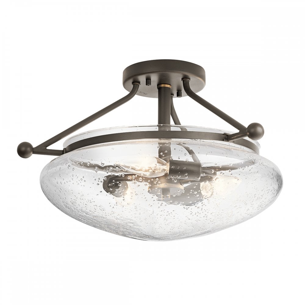 Belle Classic 3 Light Semi Flush Ceiling Light In Olde Bronze QN-BELLE-SF-OZ