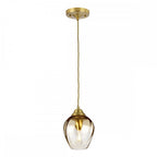 Tiber Elegant 1 Light Ceiling Pendant In Brushed Brass Finish TIBER-P-AMBER