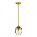 Tiber Elegant 1 Light Ceiling Pendant In Brushed Brass Finish TIBER-P-AMBER