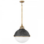 Fletcher Industrial 3 Light Large Ceiling Pendant In Aged Zinc Finish QN-FLETCHER-P-L-AZ