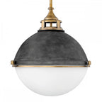 Fletcher Industrial 3 Light Large Ceiling Pendant In Aged Zinc Finish QN-FLETCHER-P-L-AZ