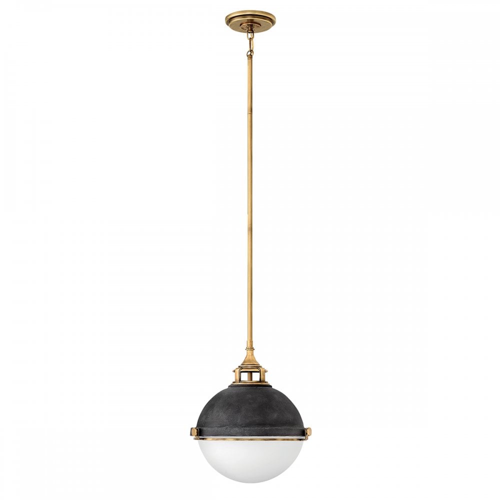 Fletcher Industrial 2 Light Medium Ceiling Pendant In Aged Zinc Finish QN-FLETCHER-P-M-AZ