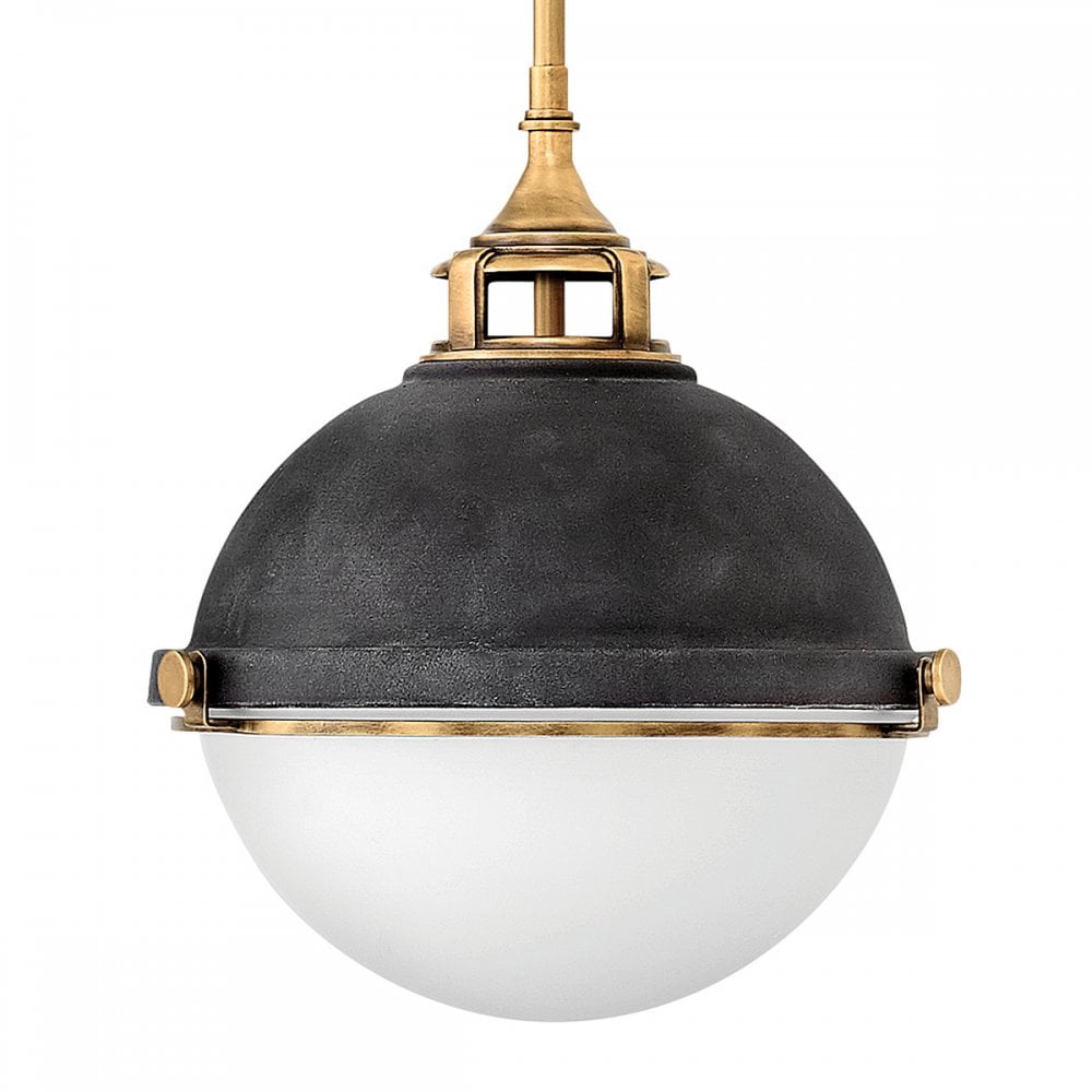 Fletcher Industrial 2 Light Medium Ceiling Pendant In Aged Zinc Finish QN-FLETCHER-P-M-AZ