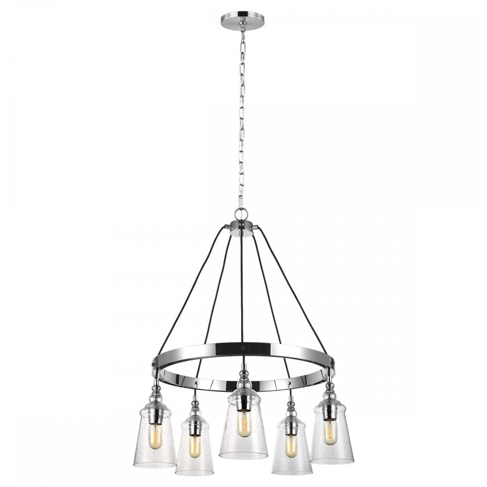 Loras Contemporary 5 Light Chandelier In Polished Chrome Finish QN-LORAS5