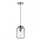Sola Ceiling Pendant Light In Polished Nickel With Diamond Pattern Glass SOLA-P