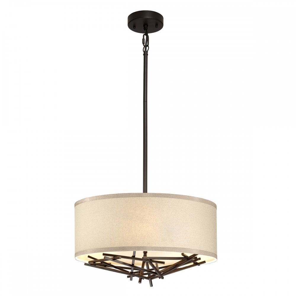 Taiko 3 Light Ceiling Pendant Light In Old Bronze Finish TAIKO-3P