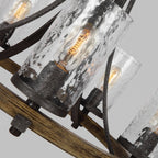 Angelo 5 Light Ceiling Chandelier In Slate Grey Metal And Distressed Weathered Oak QN-ANGELO5