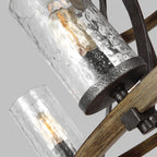 Angelo 9 Light Ceiling Chandelier In Slate Grey Metal And Distressed Weathered Oak QN-ANGELO9