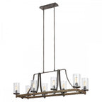 Angelo 8 Light Isle Chandelier In Slate Grey Metal And Distressed Weathered Oak QN-ANGELO8-ISLE