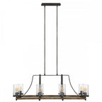 Angelo 8 Light Isle Chandelier In Slate Grey Metal And Distressed Weathered Oak QN-ANGELO8-ISLE