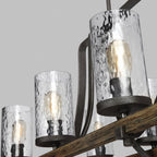 Angelo 8 Light Isle Chandelier In Slate Grey Metal And Distressed Weathered Oak QN-ANGELO8-ISLE