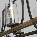 Angelo 8 Light Isle Chandelier In Slate Grey Metal And Distressed Weathered Oak QN-ANGELO8-ISLE