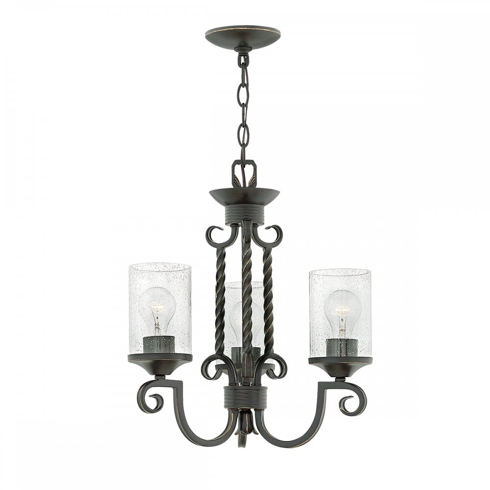Casa Classic 3 Light Ceiling Chandelier In Olde Black Finish HK-CASA3