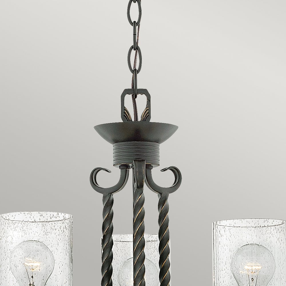 Casa Classic 3 Light Ceiling Chandelier In Olde Black Finish HK-CASA3