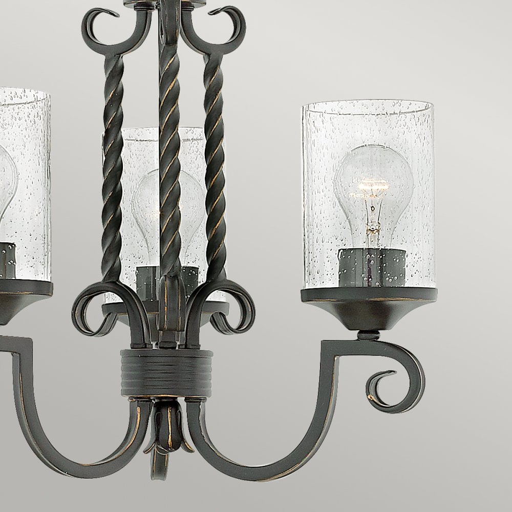 Casa Classic 3 Light Ceiling Chandelier In Olde Black Finish HK-CASA3