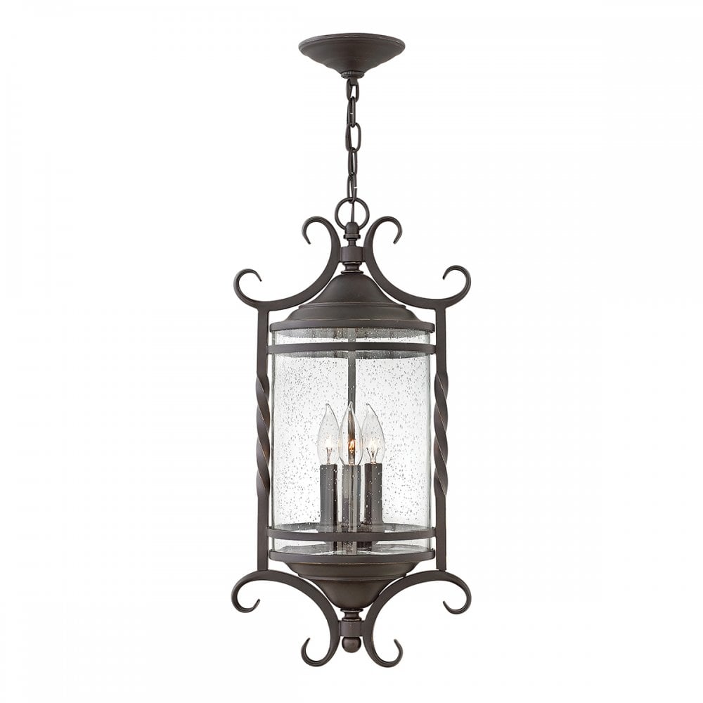 Casa Classic 3 Light Outdoor Chain Lantern In Olde Black Finish HK-CASA8