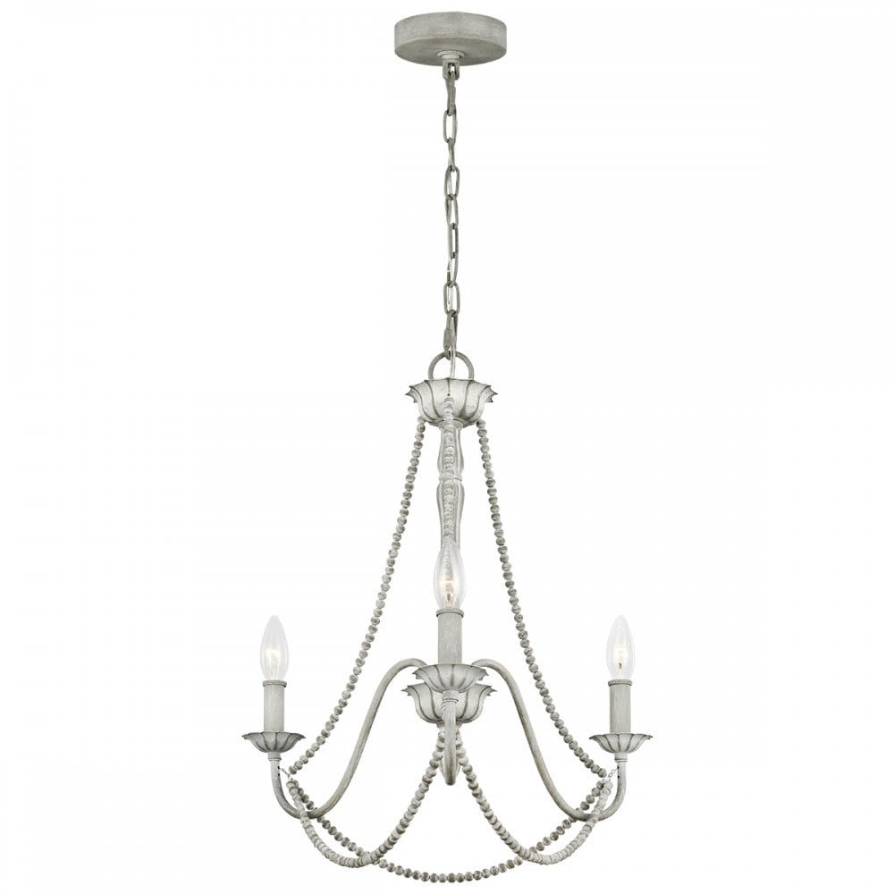 Maryville Traditional 3 Light Chandelier In Weathered Washed Grey Finish FE-MARYVILLE3