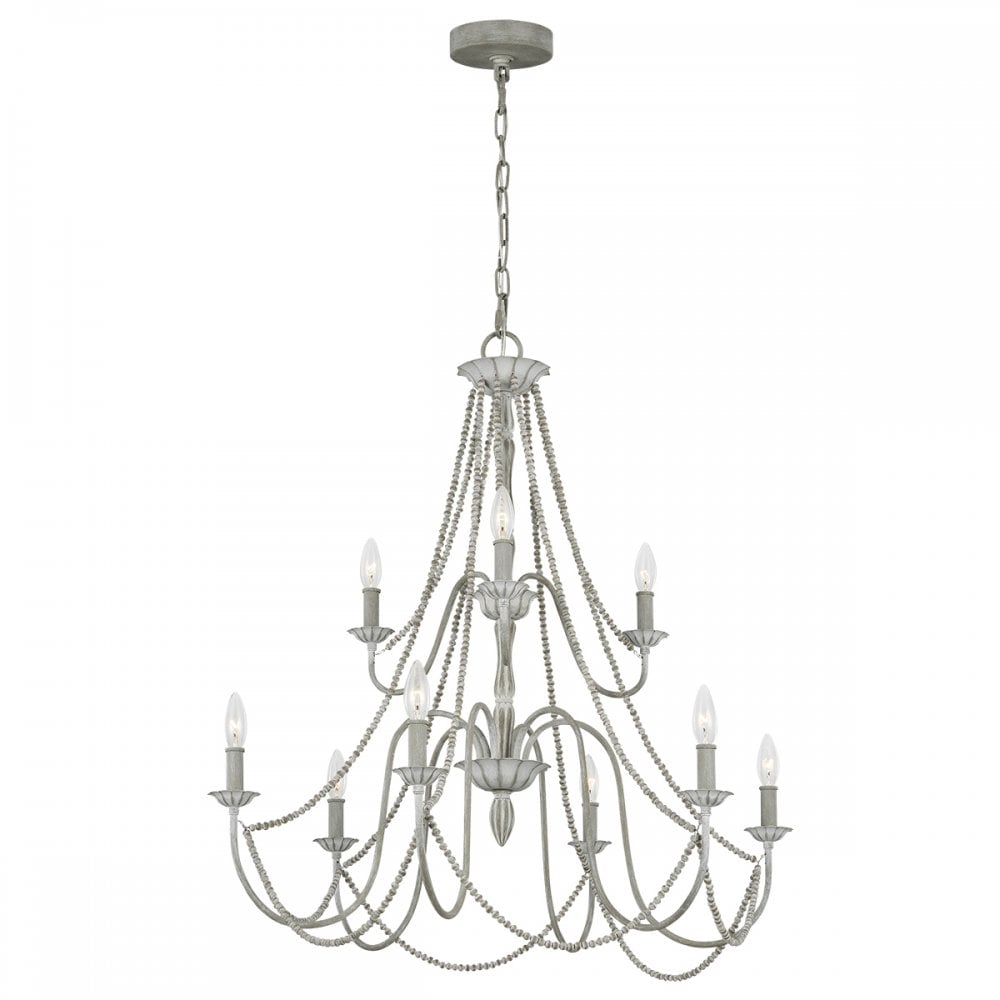 Maryville Traditional 9 Light Chandelier In Weathered Washed Grey Finish FE-MARYVILLE9