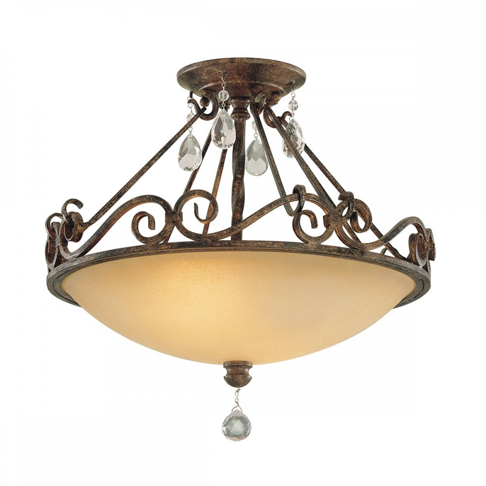 Chateau 2 Light Semi Flush Ceiling Light In Mocha Bronze Finish FE-CHATEAU-SF