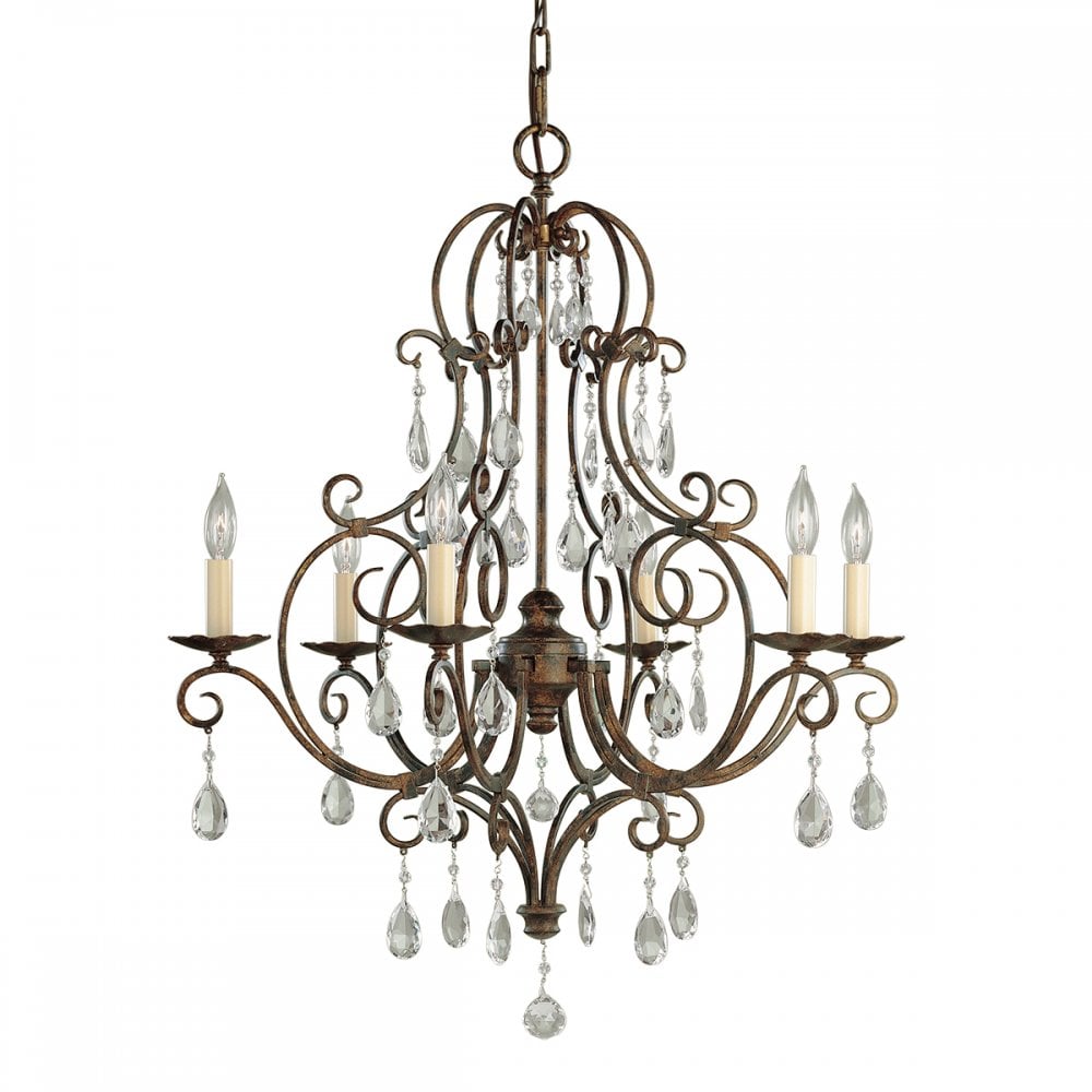Chateau 6 Light Ceiling Chandelier In Mocha Bronze Finish FE-CHATEAU6