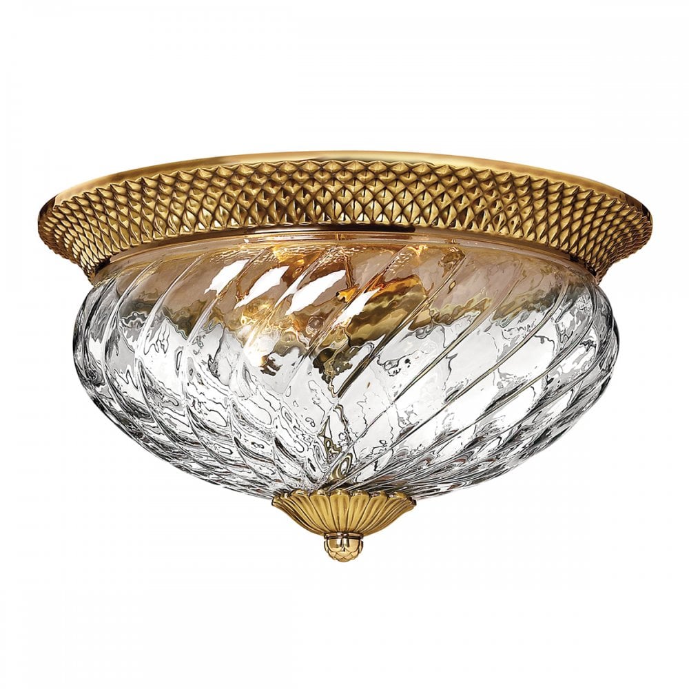 Plantation 3 Light Flush Ceiling Light In Burnished Brass Finish HK-PLANTATION-FL-BB