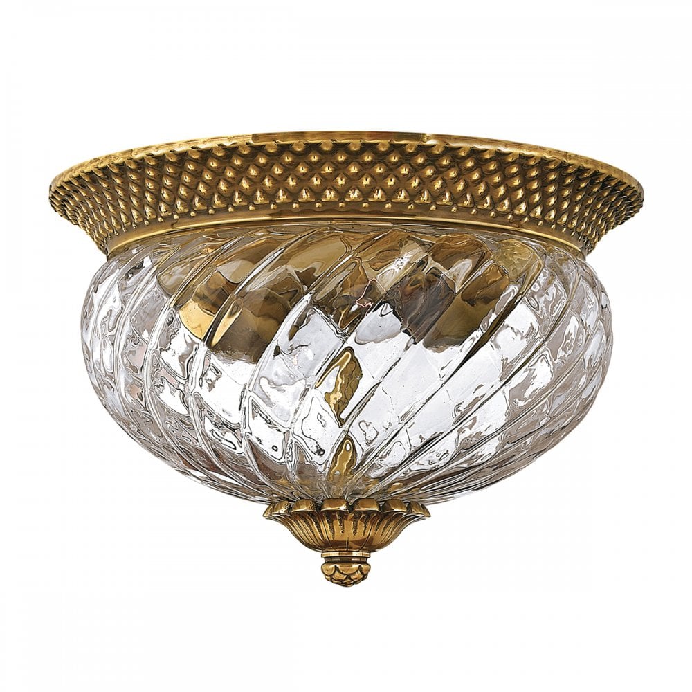 Plantation 2 Light Flush Ceiling Light In Burnished Brass Finish HK-PLANTATION-FS-BB