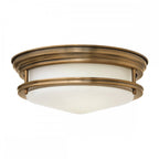 Hadrian 2 Light Flush Ceiling Light In Brushed Bronze With Opal Glass IP44 QN-HADRIAN-FS-BR-OPAL