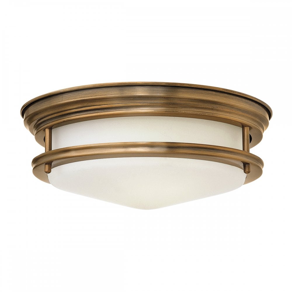 Hadrian 2 Light Flush Ceiling Light In Brushed Bronze With Opal Glass IP44 QN-HADRIAN-FS-BR-OPAL