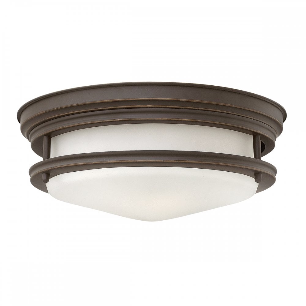 Hadrian 2 Light Flush Ceiling Light In Oil Rubbed Bronze With Clear Glass IP44 QN-HADRIAN-FS-OZ-OPAL